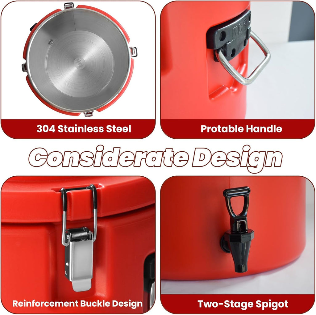 20L/5Gal Insulated Beverage Dispenser, Ice & Hot Drink Dispenser with Spout Spigot and Portable Handles,Thermal Hot and Cold Drink Server Dispenser for Restaurant Drink Shop