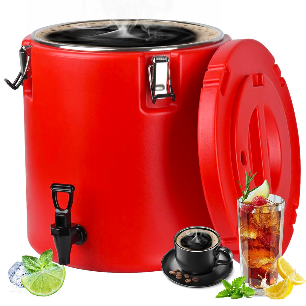 20L/5Gal Insulated Beverage Dispenser, Ice & Hot Drink Dispenser with Spout Spigot and Portable Handles,Thermal Hot and Cold Drink Server Dispenser for Restaurant Drink Shop