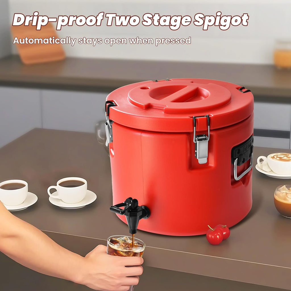 20L/5Gal Insulated Beverage Dispenser, Ice & Hot Drink Dispenser with Spout Spigot and Portable Handles,Thermal Hot and Cold Drink Server Dispenser for Restaurant Drink Shop