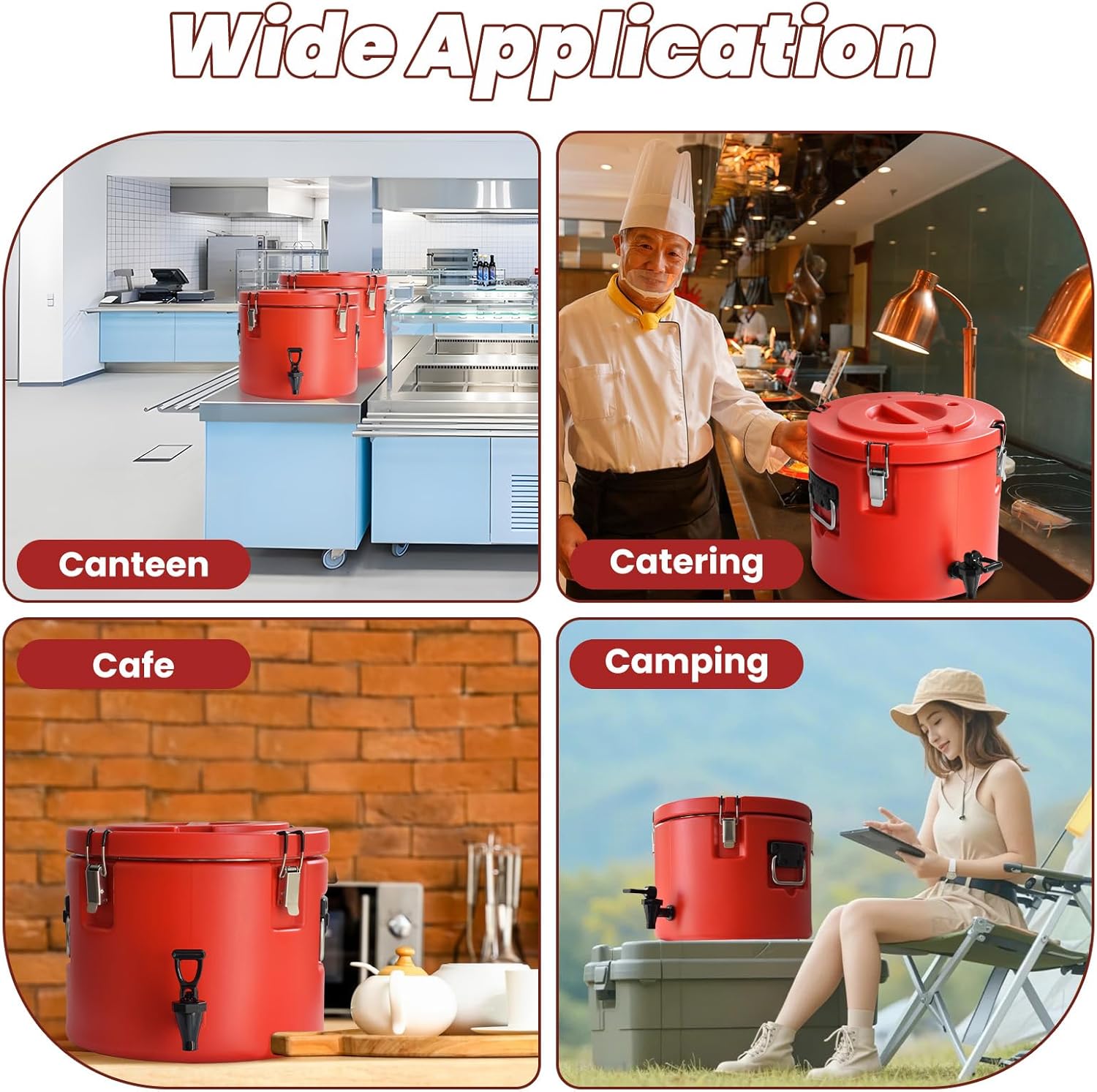 20L/5Gal Insulated Beverage Dispenser, Ice & Hot Drink Dispenser with Spout Spigot and Portable Handles,Thermal Hot and Cold Drink Server Dispenser for Restaurant Drink Shop