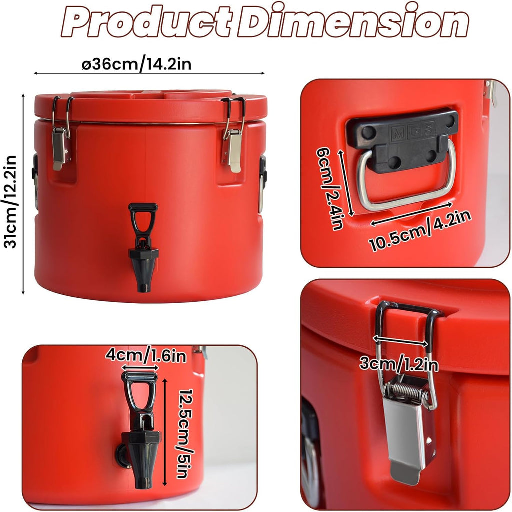 20L/5Gal Insulated Beverage Dispenser, Ice & Hot Drink Dispenser with Spout Spigot and Portable Handles,Thermal Hot and Cold Drink Server Dispenser for Restaurant Drink Shop